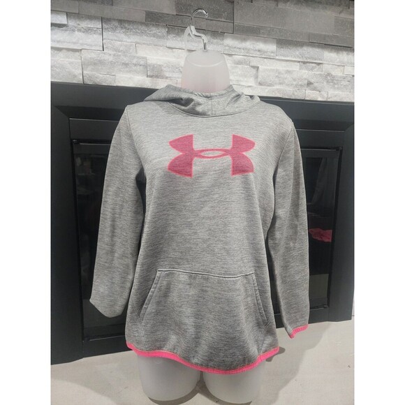 Under armour Other - Girls Under Armour Youth XL Grey Pink Hoodie Coldgear